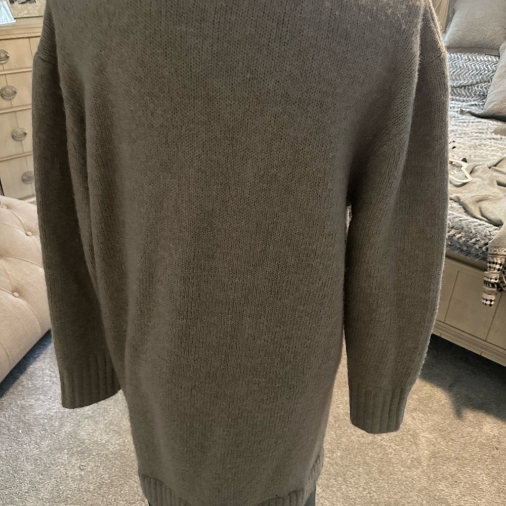 Anthropologie Cream Sweater with Blue Satin Maxi Skirt - Picture 5 of 6